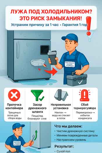 вода под холодильником