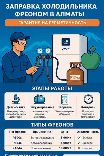 Заправка холодильника фреоном