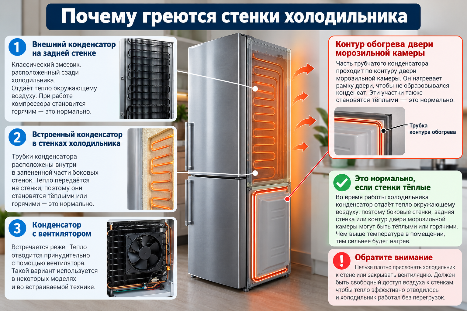 Греются боковые стенки холодильника — проверка системы конденсатора